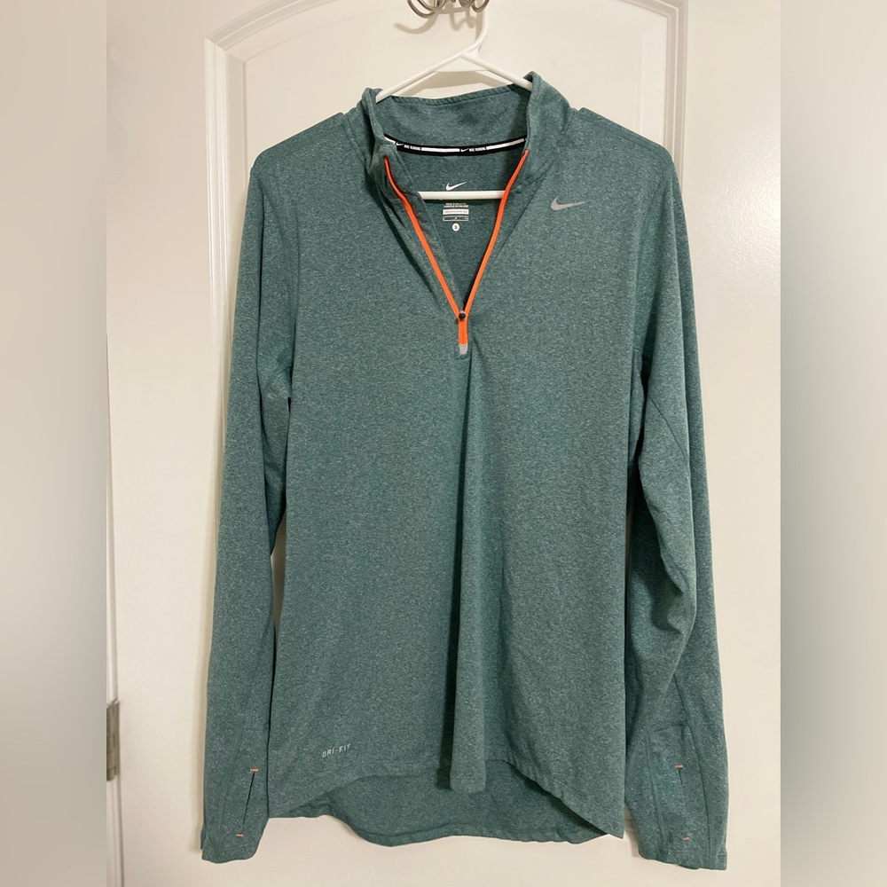 Nike Running 1/4 Zip Pullover Mens Small Green